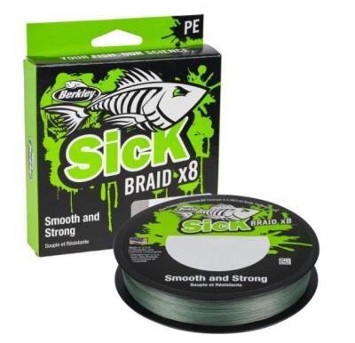 Berkley, Леска плетеная Sick Braid, 150м, 0.12, Moss Green на X-FISHING