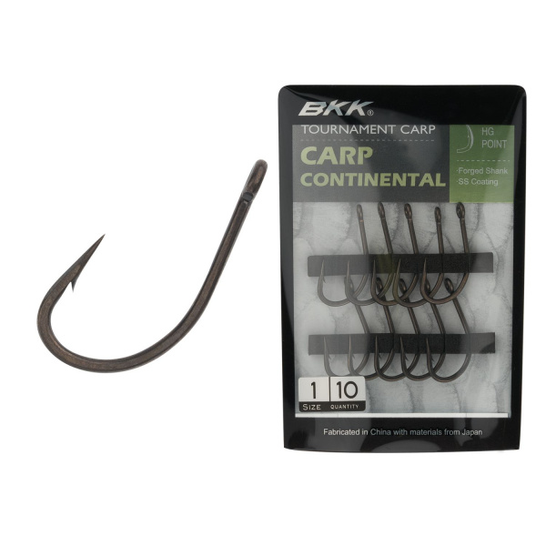 BKK, Крючок одинарный Carp Continental, №1, 10шт. на X-FISHING