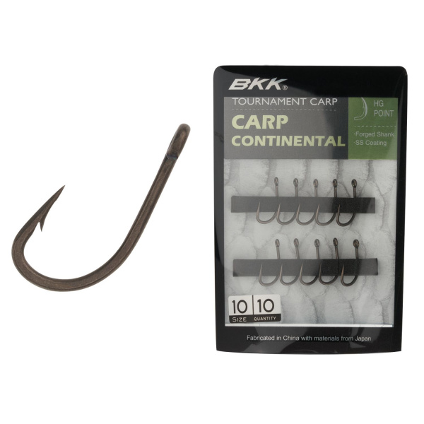 BKK, Крючок одинарный Carp Continental, №10, 10шт. на X-FISHING