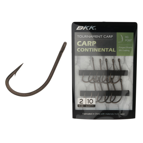 BKK, Крючок одинарный Carp Continental, №2, 10шт. на X-FISHING