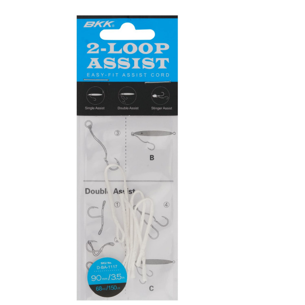 BKK, Поводок для ассиста 2-Loop Assist Cord, 150lb, M, 4шт. на X-FISHING