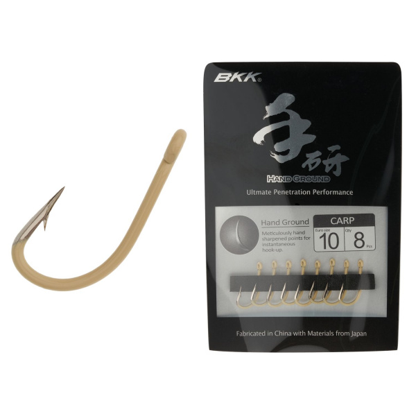 BKK, Крючок одинарный Carp Hook Hand Ground, №10, 8шт. на X-FISHING