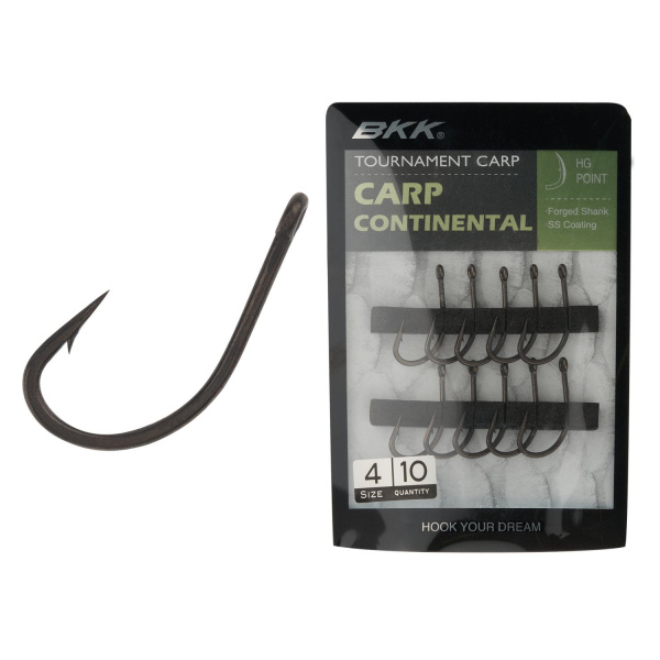 BKK, Крючок одинарный Carp Continental, №4, 10шт. на X-FISHING