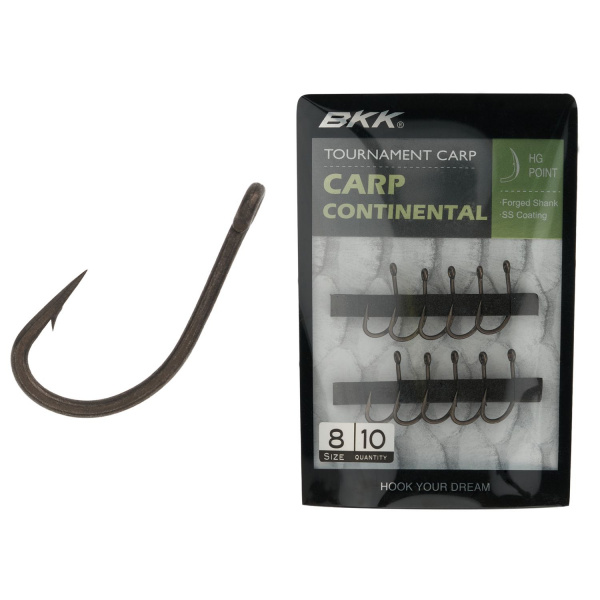 BKK, Крючок одинарный Carp Continental, №8, 10шт. на X-FISHING